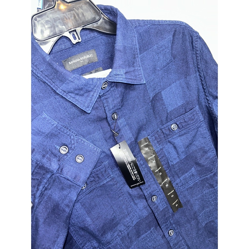 Banana Republic Blue/Checkered M Sleeve Button Down Shirt NWT's